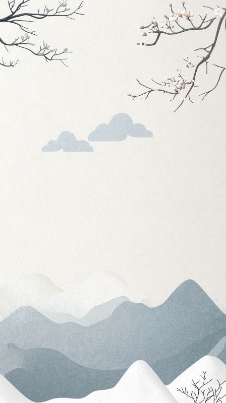 雪景山峦图图片