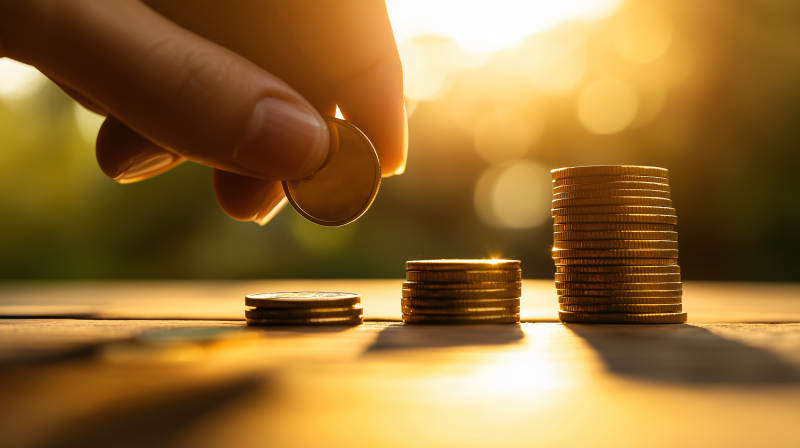 金币堆叠 阳光下成长图片