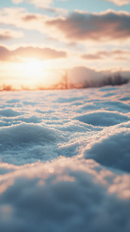 雪原日落图片