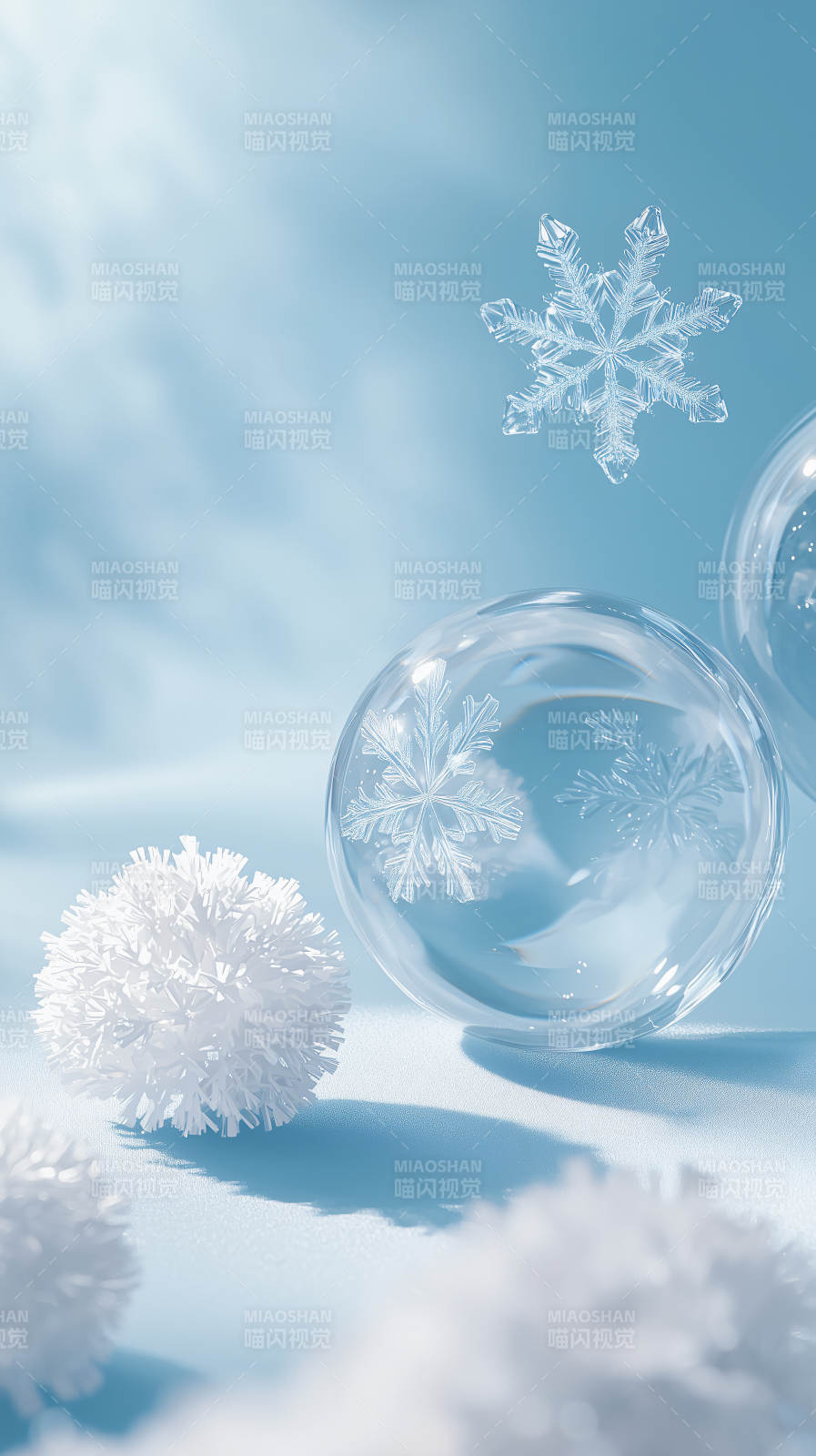 冬日雪景水晶球图片