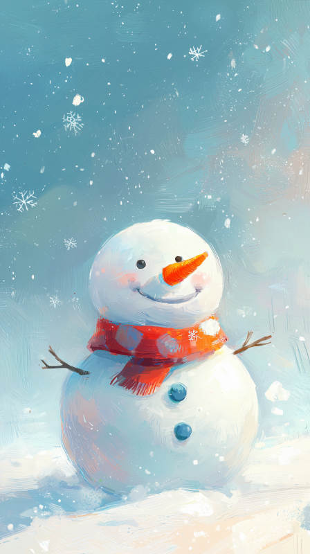 雪人微笑迎冬雪图片