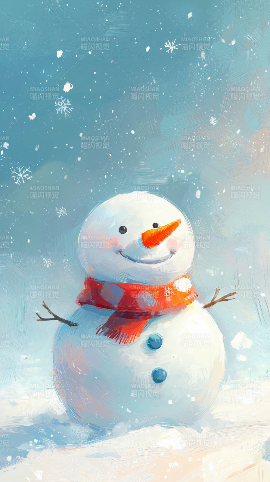 雪人微笑迎冬雪图片