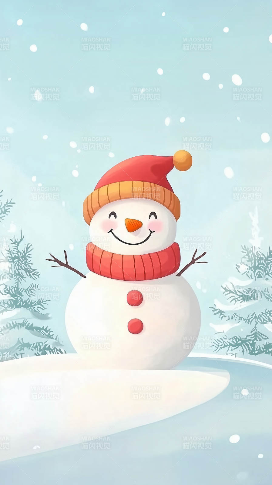 雪人微笑迎冬日图片