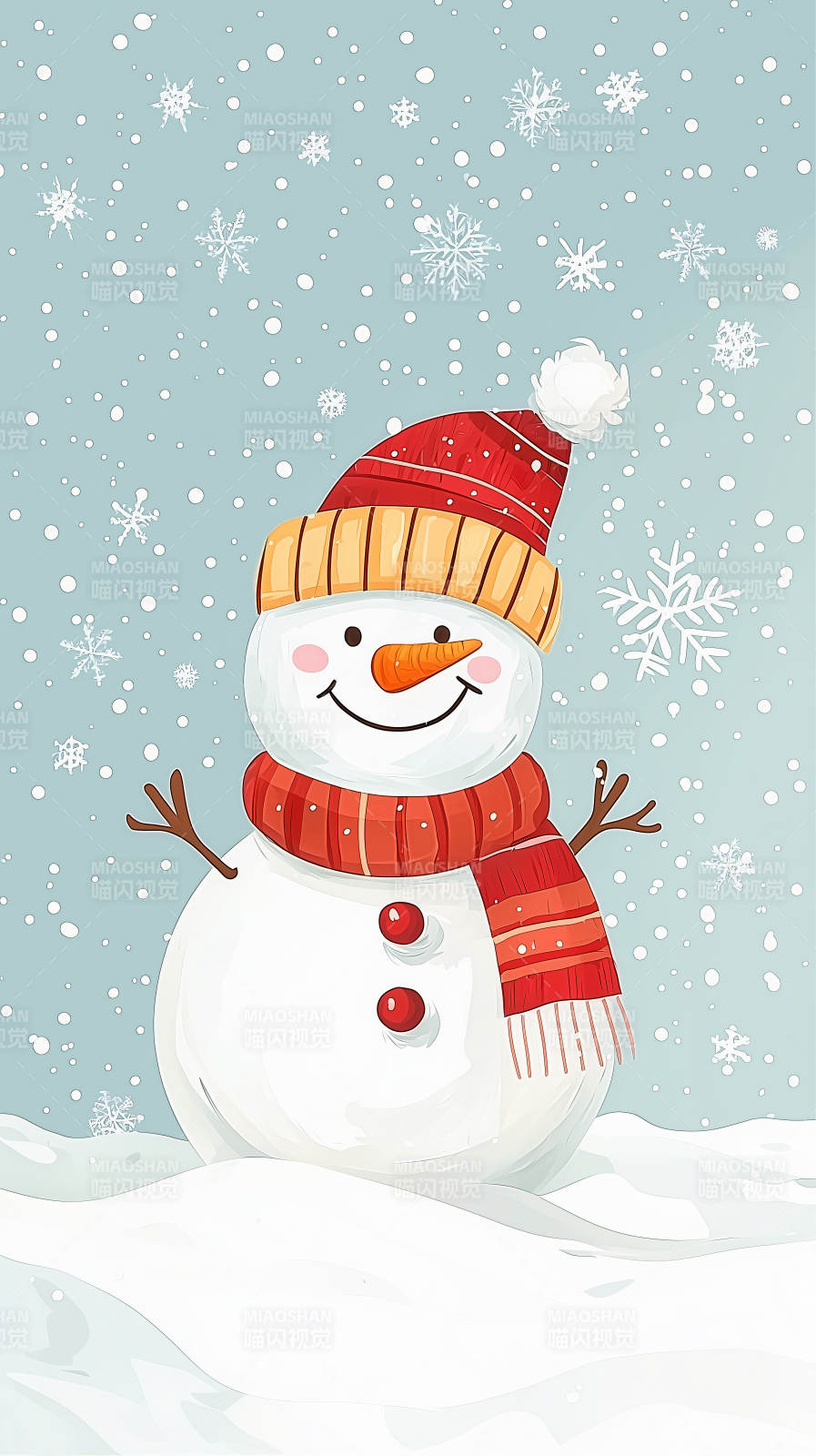 雪人微笑迎冬雪图片