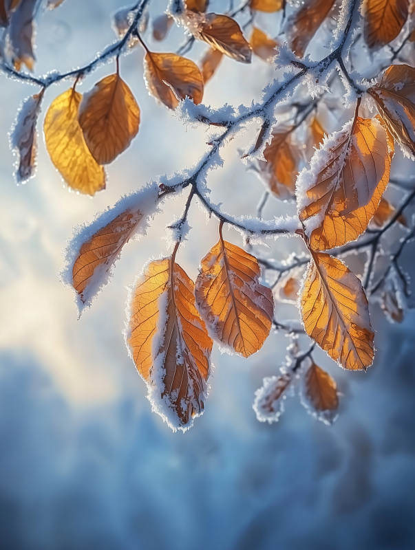 霜叶映冬光图片