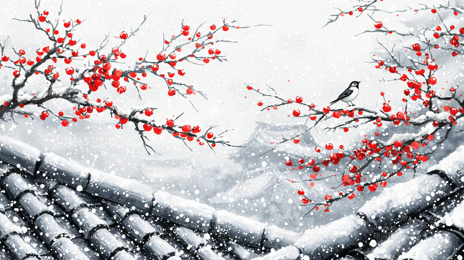 雪中红梅迎春来图片