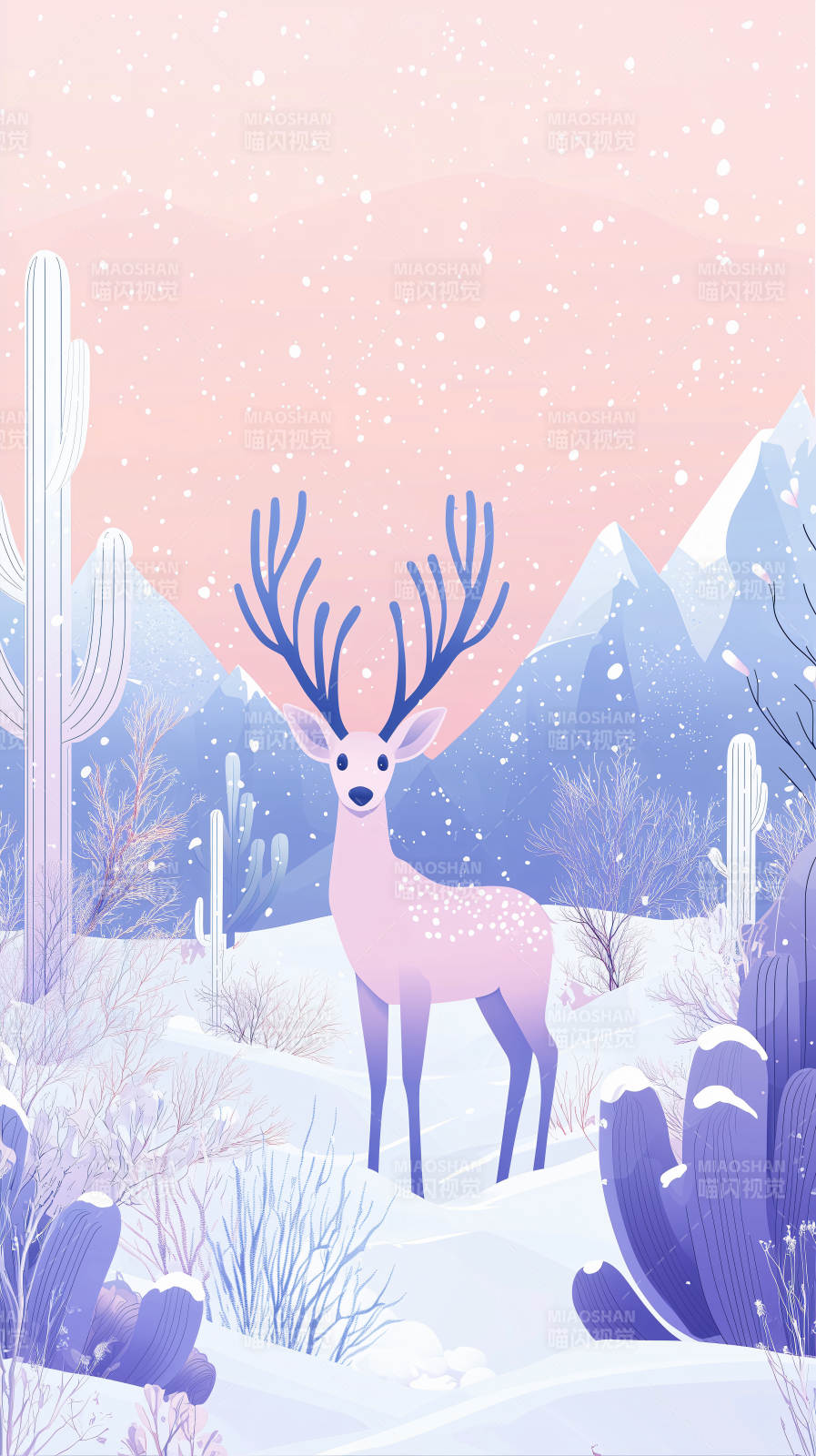 雪原鹿影图片