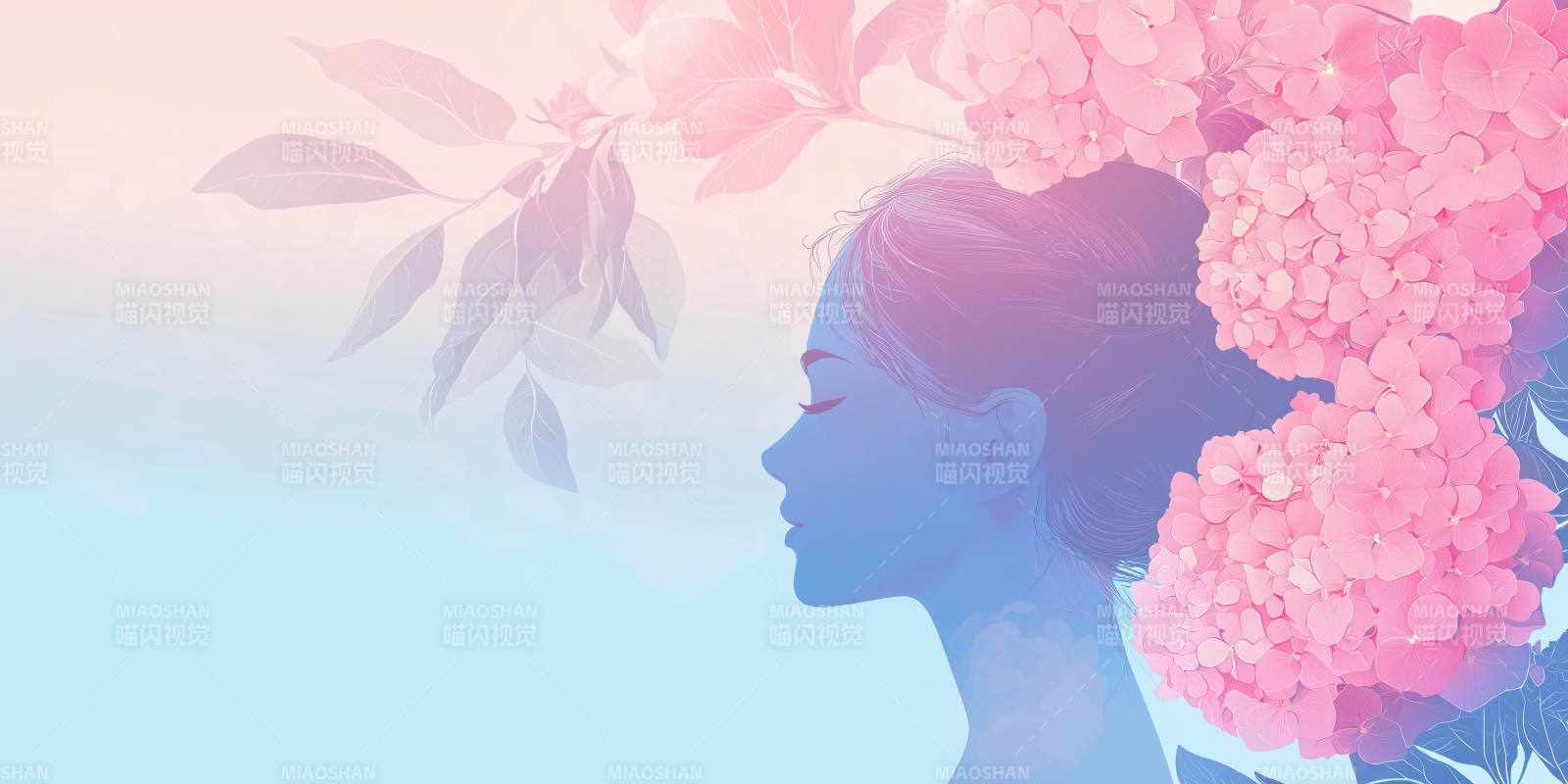 花影美人侧颜图片