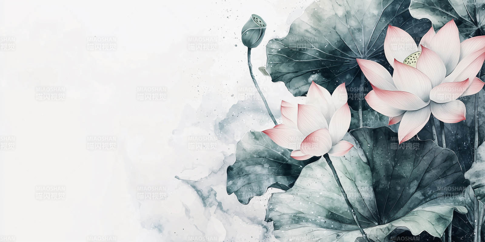 水墨荷花图图片