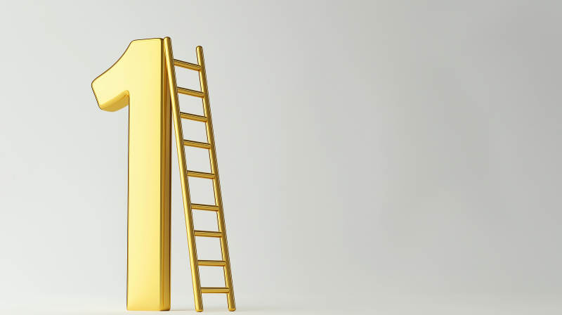 金色数字一与梯子图片