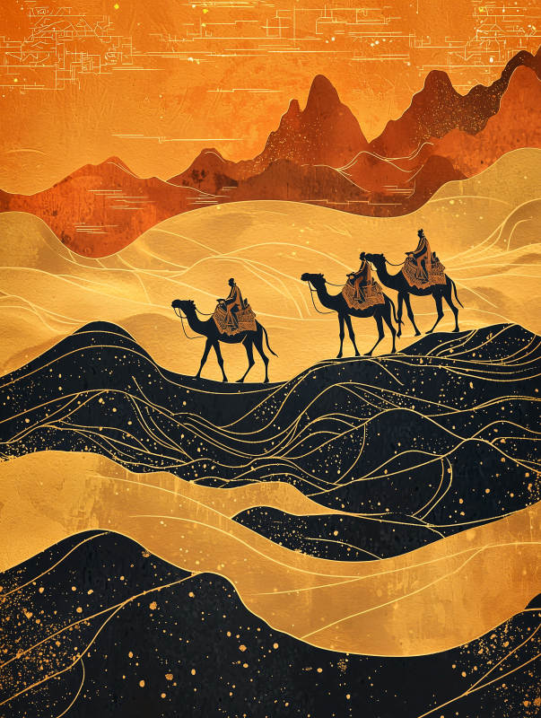 沙漠驼铃行图片