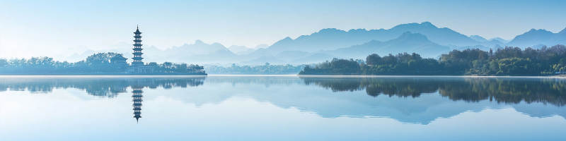 湖光塔影 山水如画图片