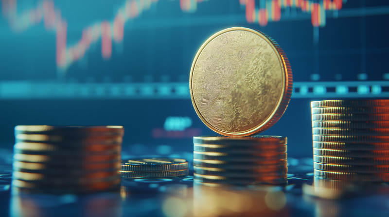 金币堆叠 股市背景图片