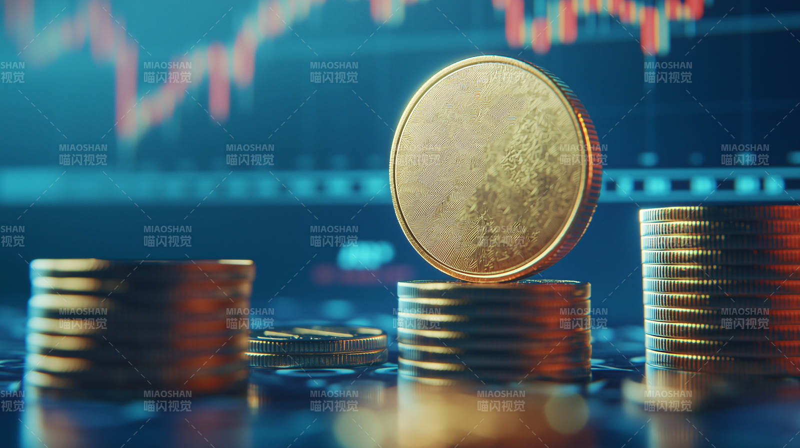 金币堆叠 股市背景图片