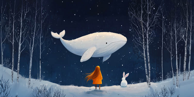 雪夜鲸影图片