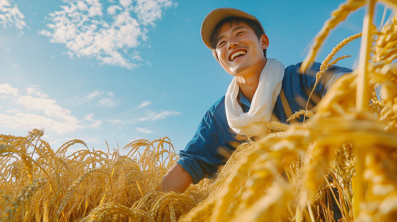 金秋稻田笑颜图片