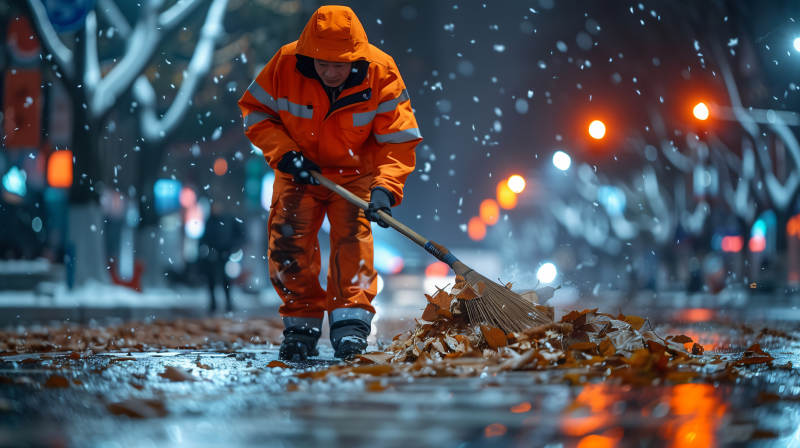 雪夜扫叶人图片