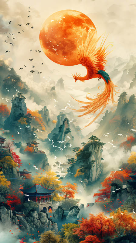 凤舞秋山月图片