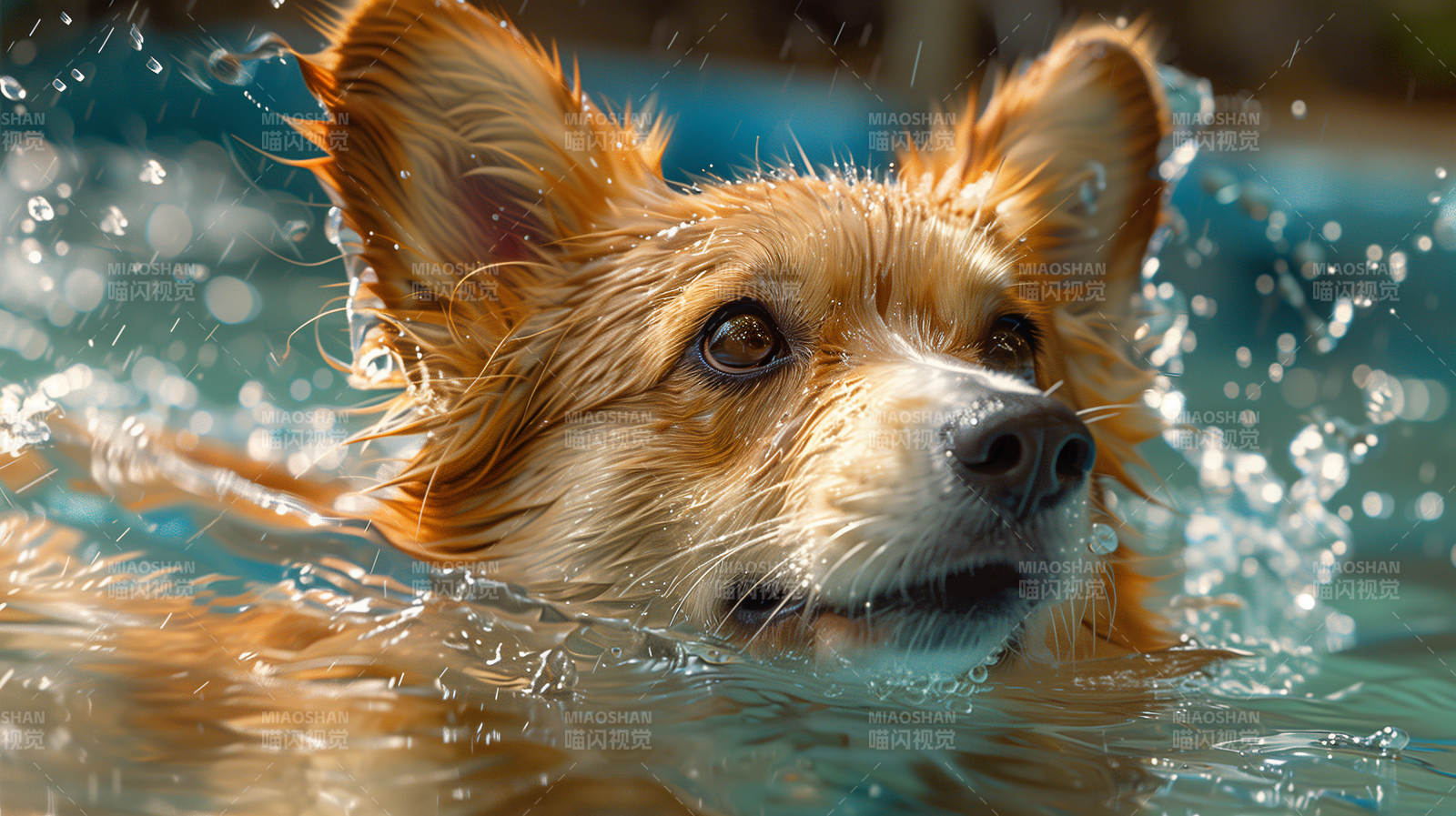 狗狗水中嬉戏图片
