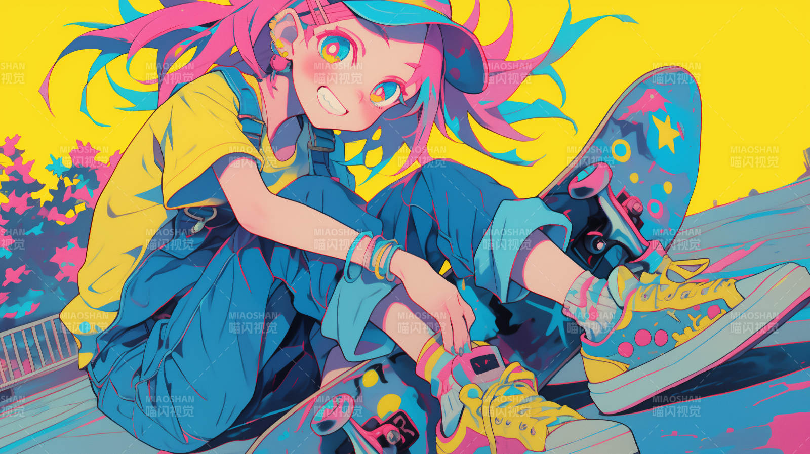 彩色少女的街头时光图片