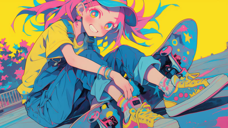 彩色少女的街头时光图片