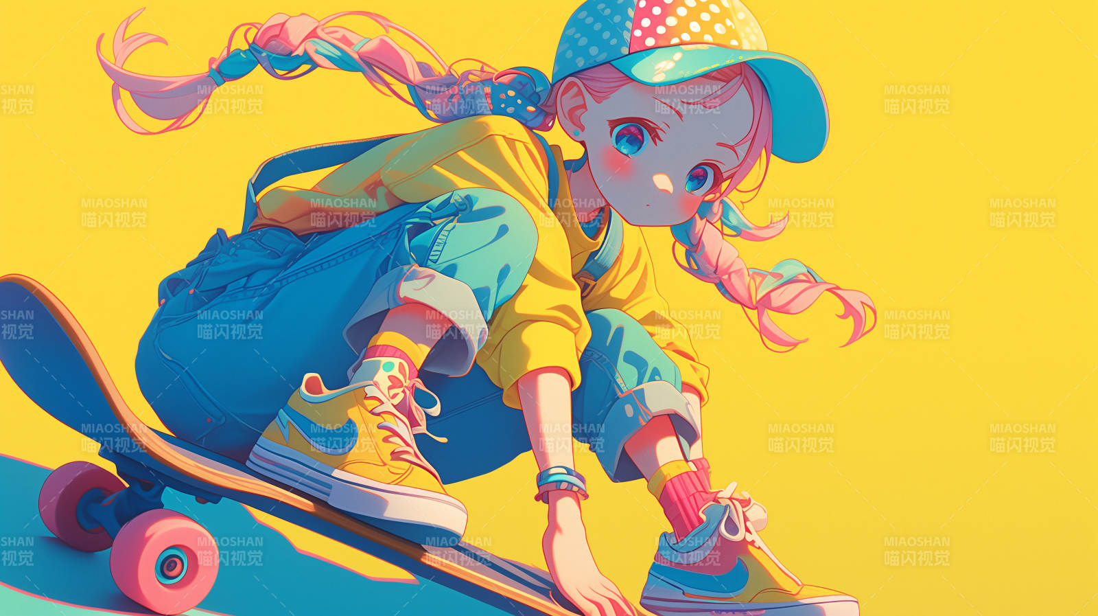 少女滑板酷炫时刻图片