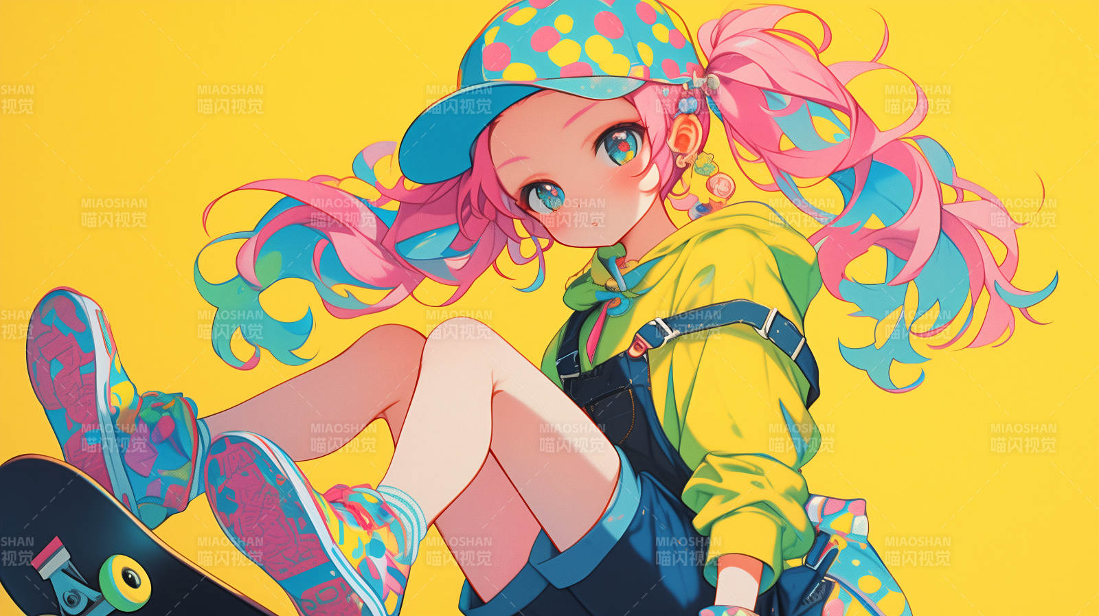 炫彩少女滑板梦图片