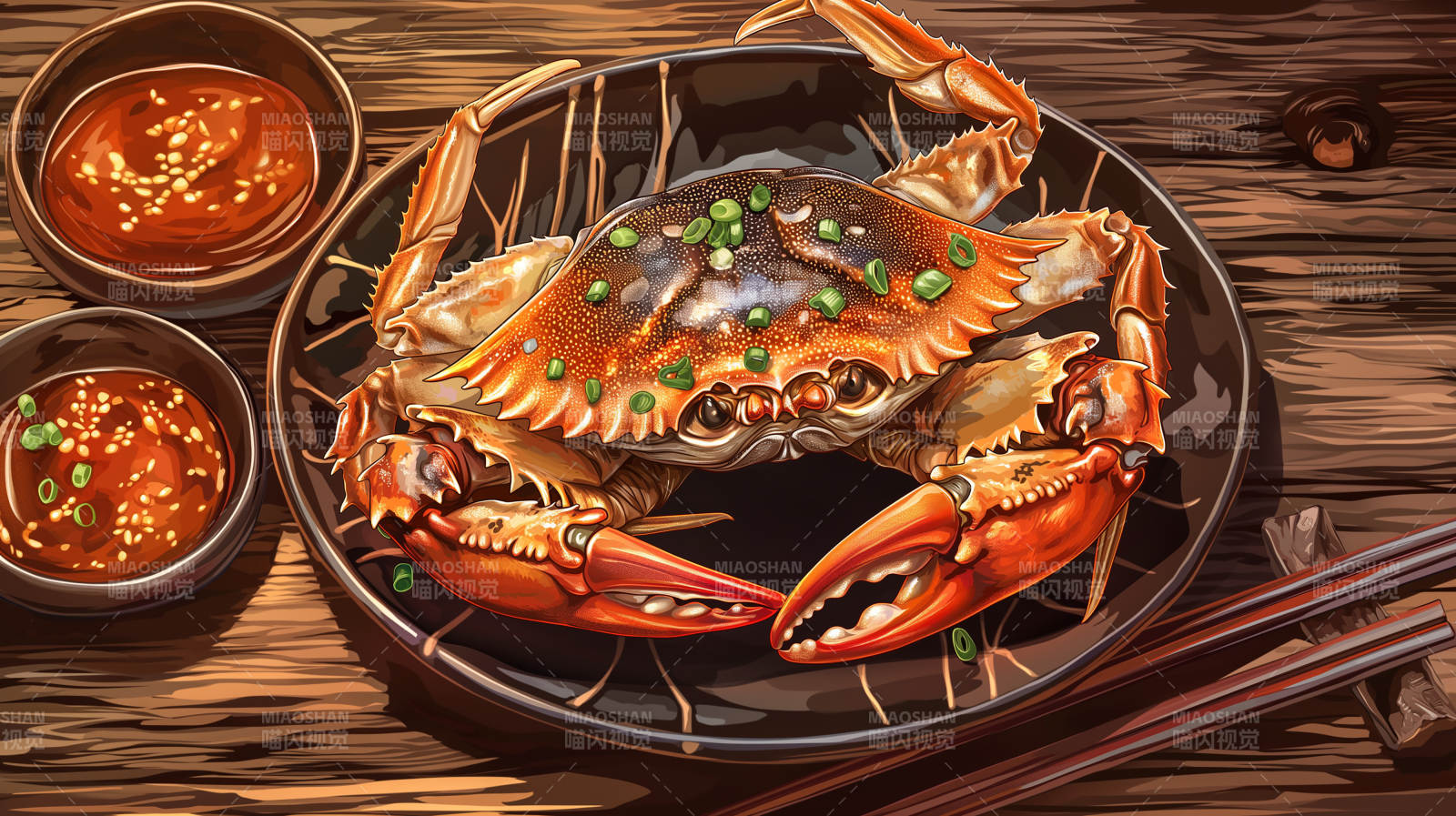 美味大闸蟹上桌图片