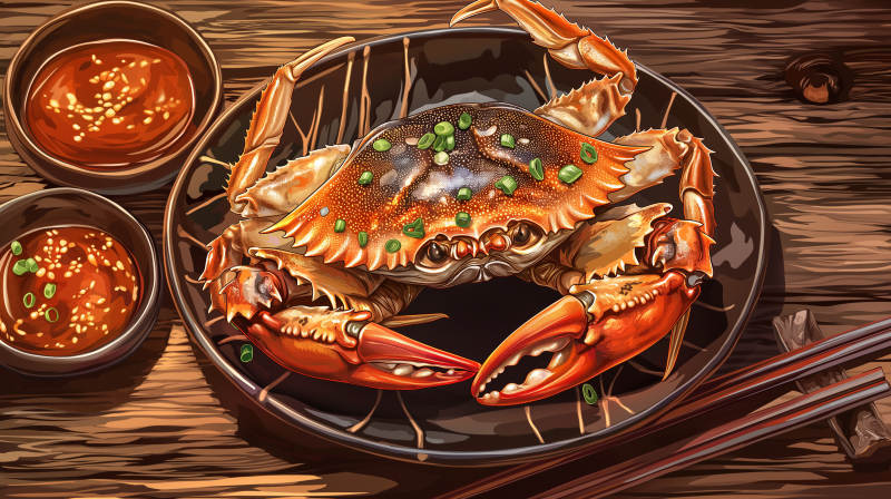 美味大闸蟹上桌图片