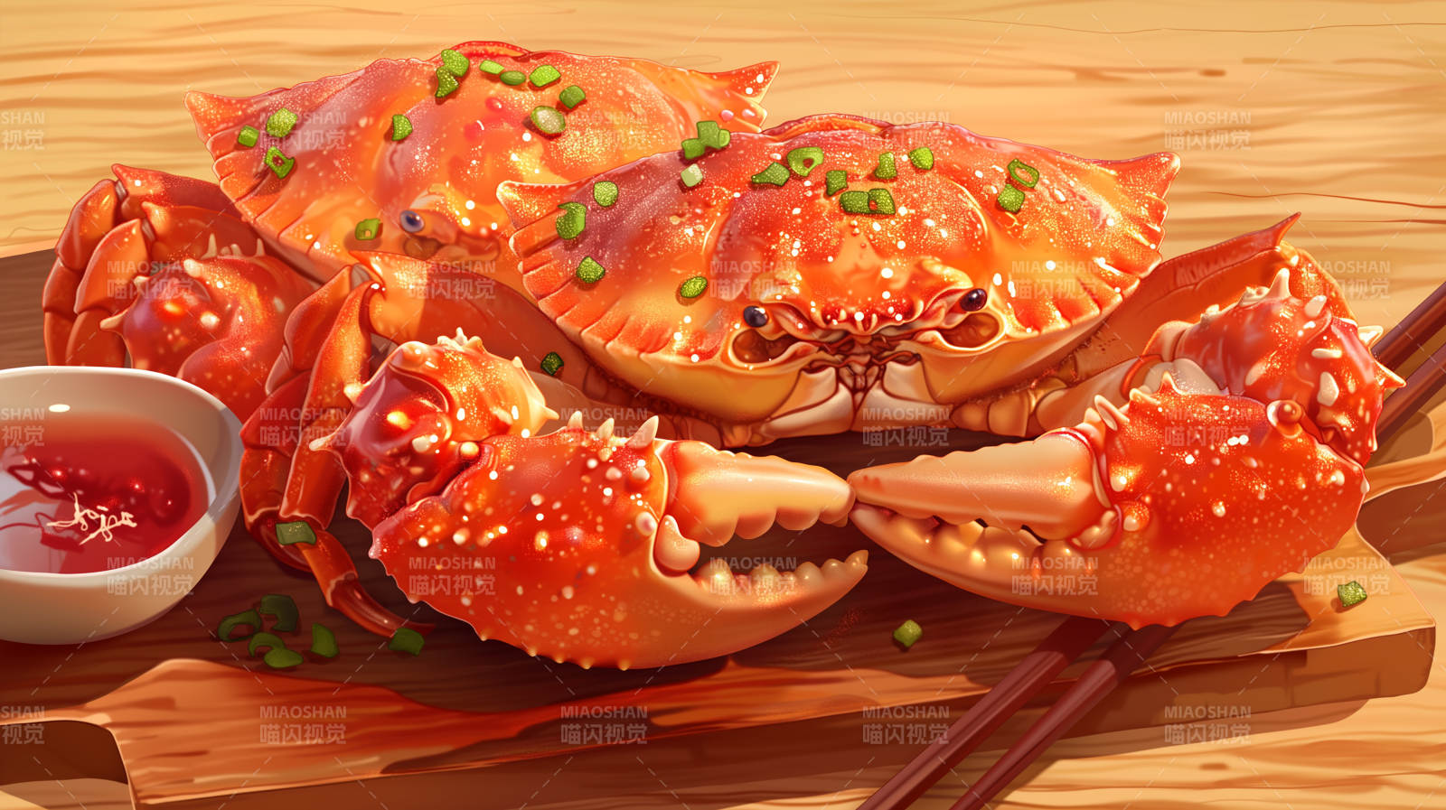 鲜美螃蟹配蘸酱图片
