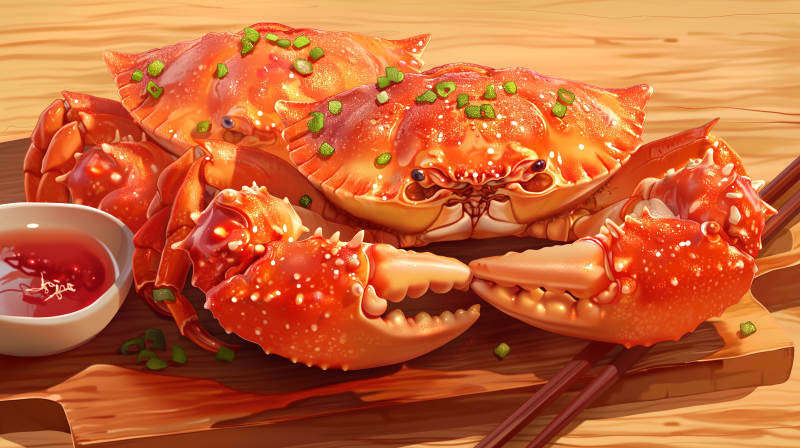 鲜美螃蟹配蘸酱图片