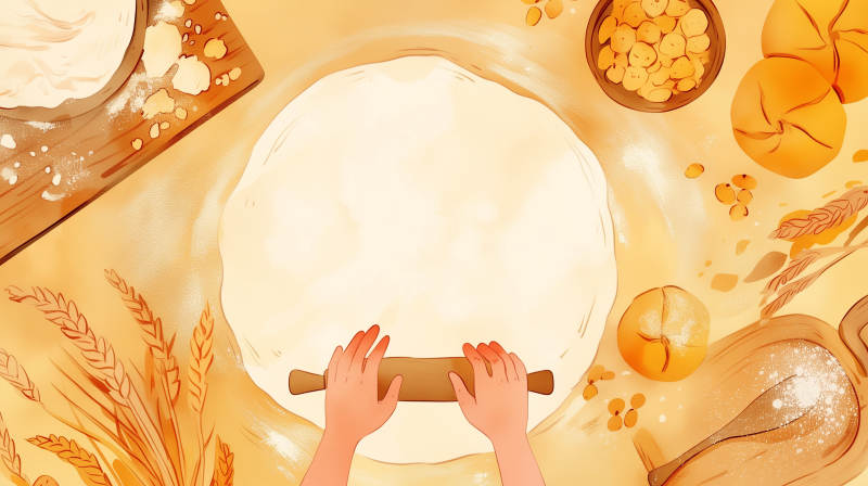 揉面制饼图片