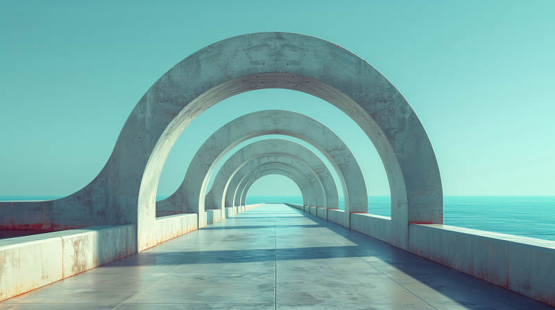 海天拱桥长廊图片