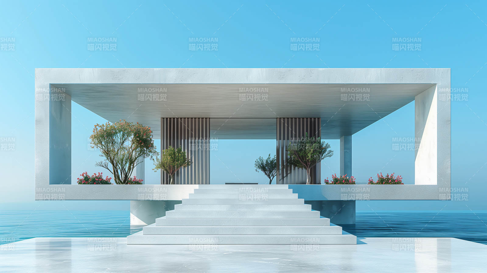 海天一色的现代建筑图片