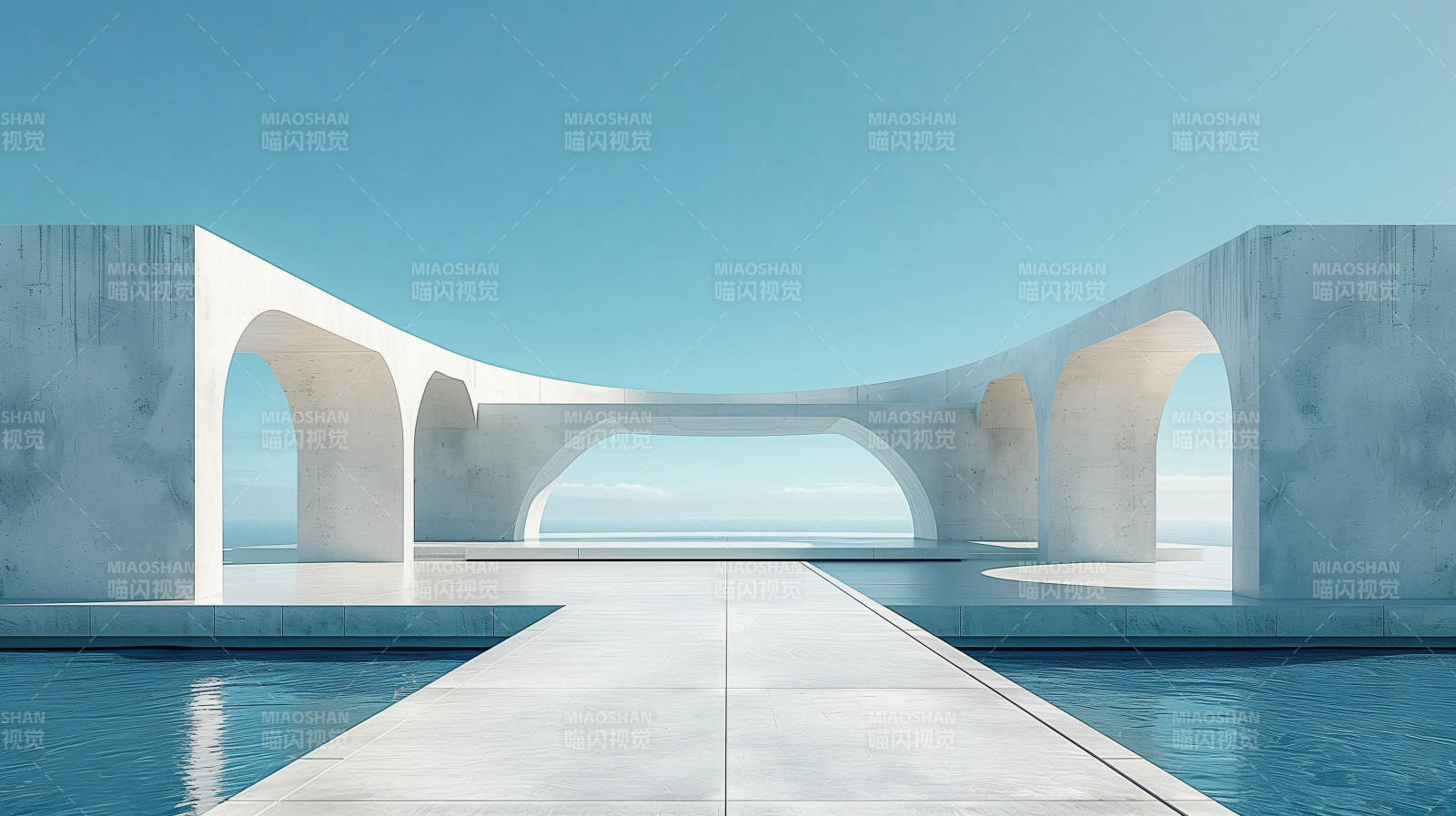 现代建筑与泳池图片