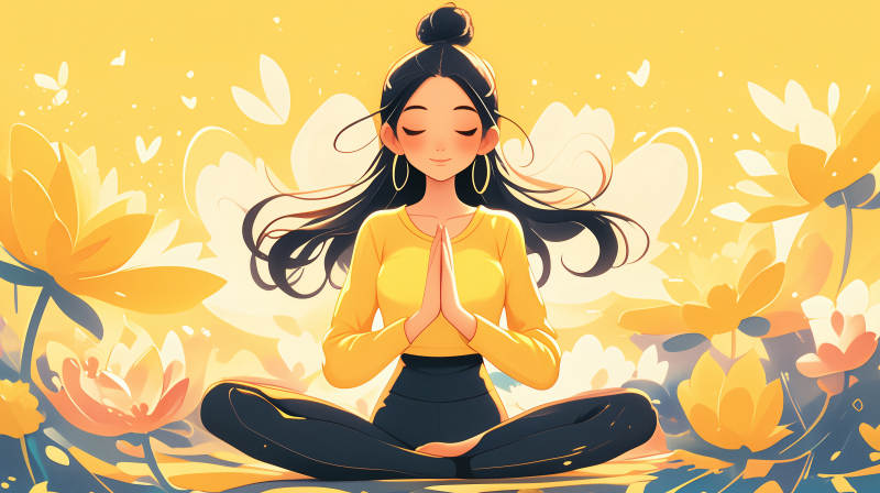 静心冥想 花开满园图片