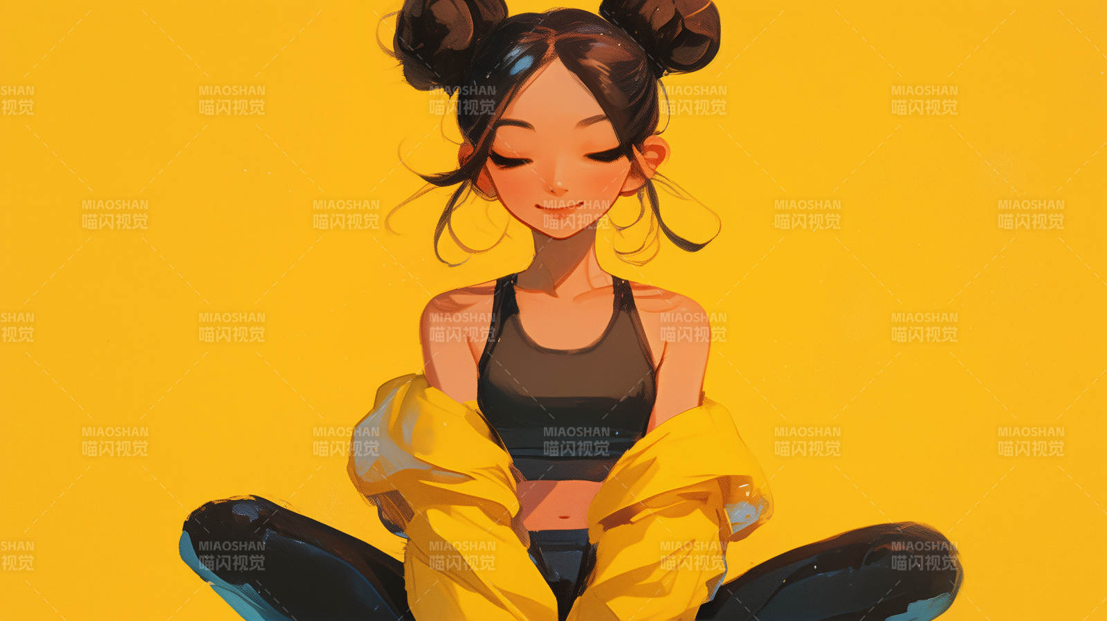 瑜伽女孩 静谧时光图片