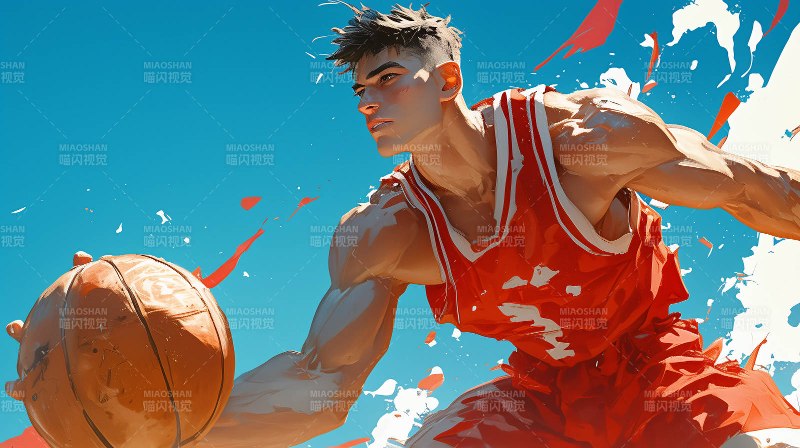 篮球少年跃动瞬间图片