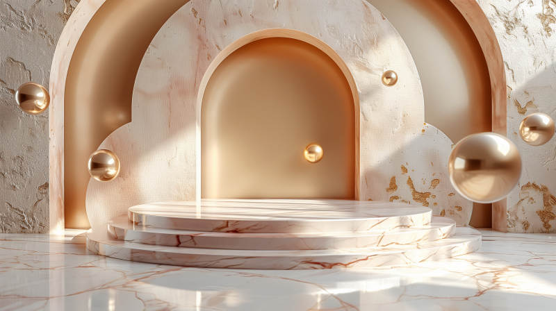 金色拱门大理石台图片