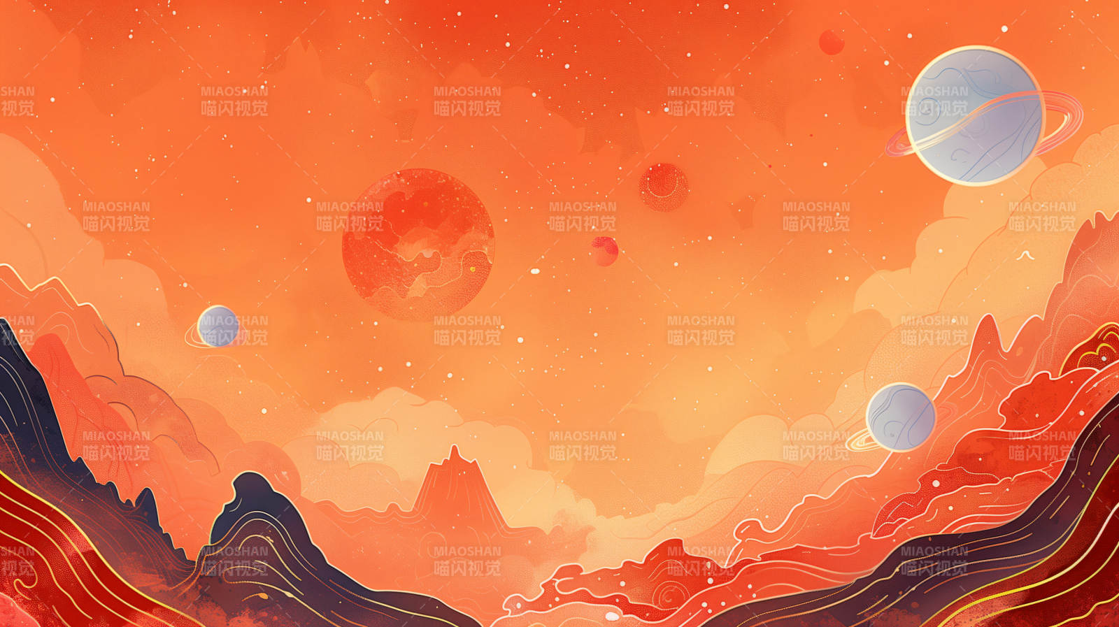 橙色星球奇景图片