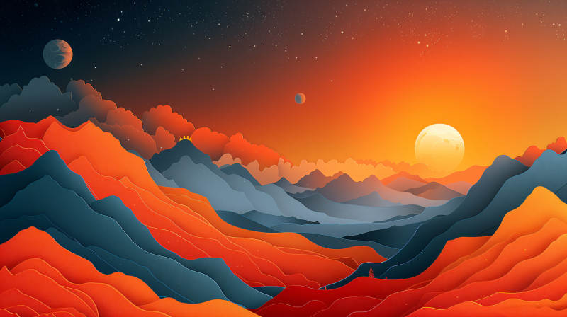 赤焰山河日出图图片