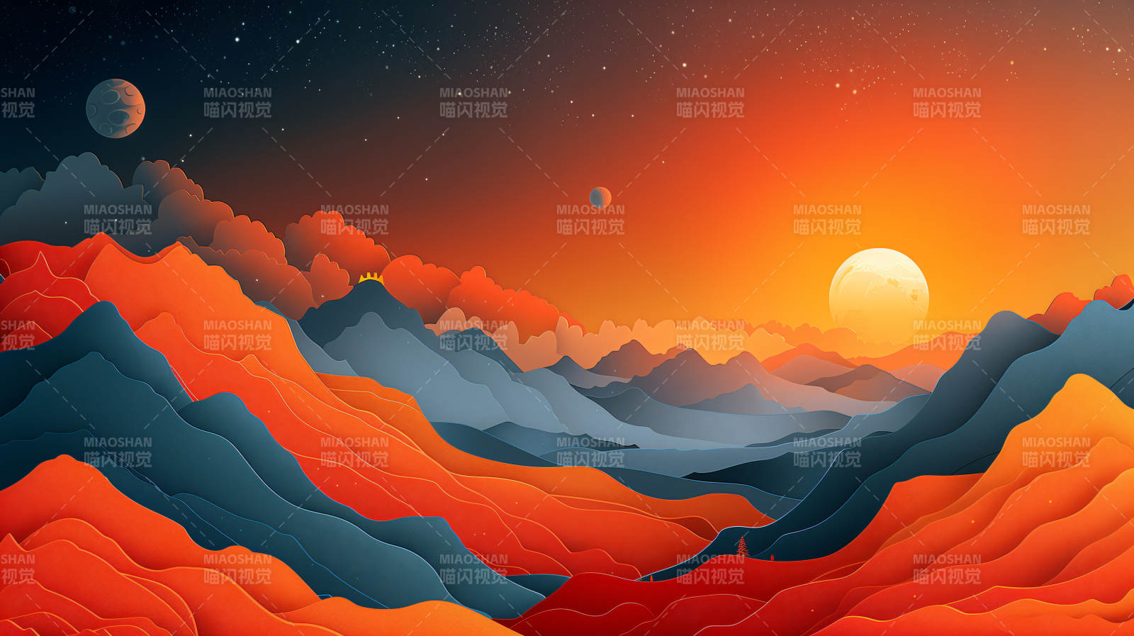 赤焰山河日出图图片