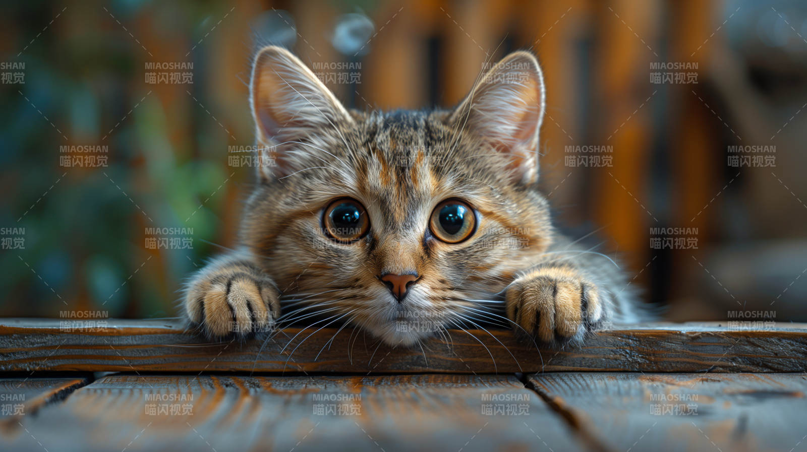 小猫探头好奇望图片