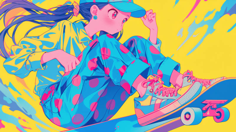 滑板少女的夏日时光图片