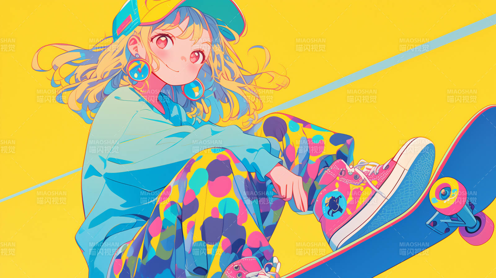 滑板少女的夏日时光图片