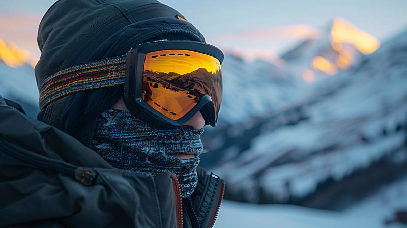 雪山滑雪者剪影图片