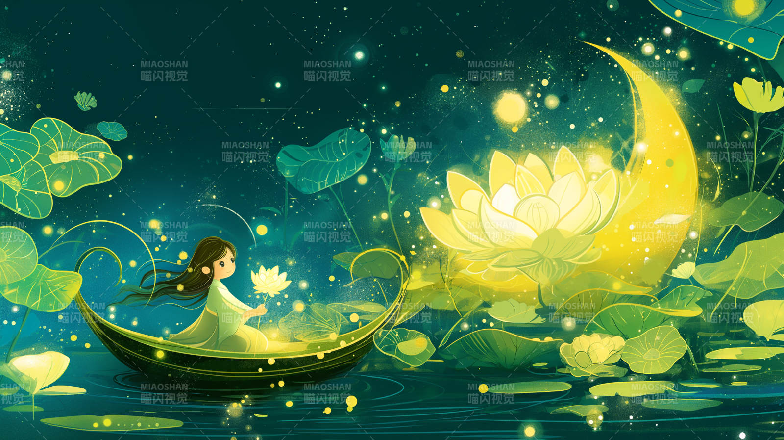 月下莲舟梦图片