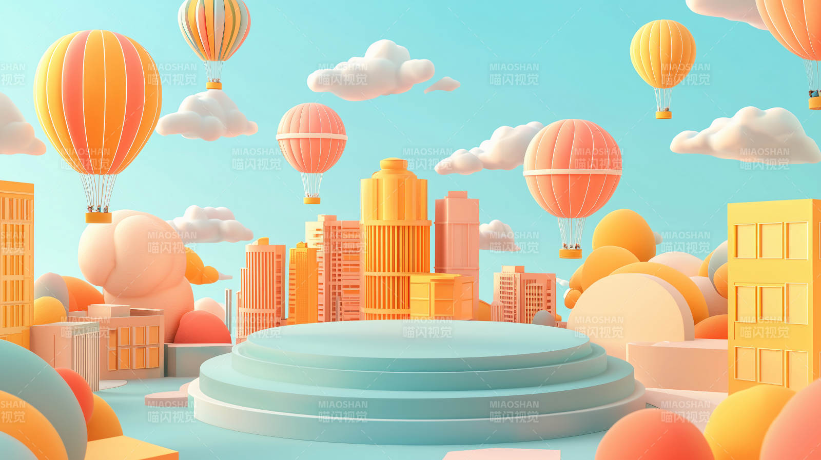 热气球城市奇景图片
