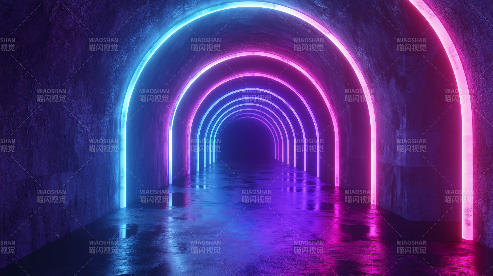 霓虹隧道光影交错图片