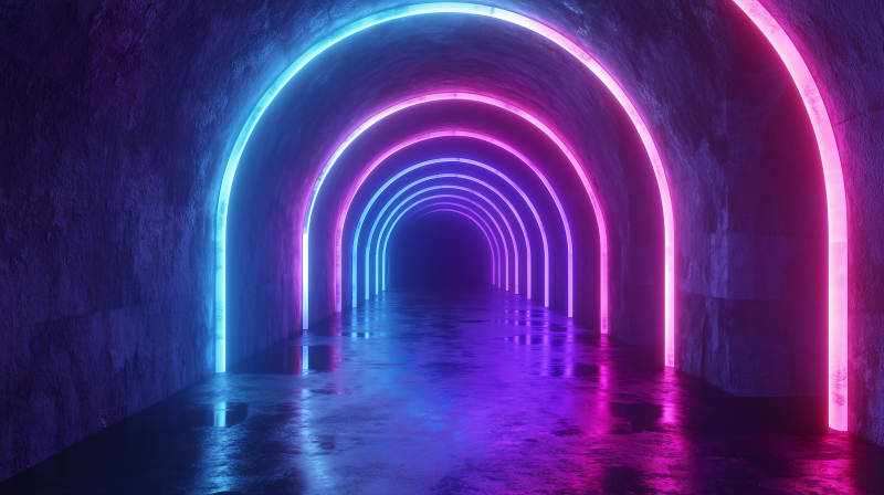 霓虹隧道光影交错图片